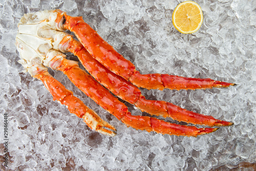 crab legs on ice photo