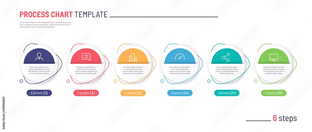 Vector infographic process chart template. Six steps - obrazy, fototapety, plakaty 