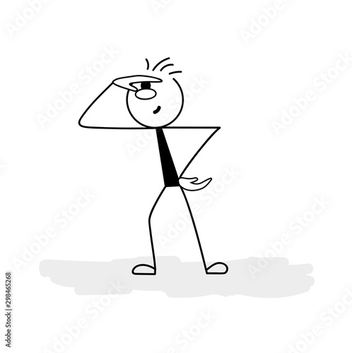 Boy is looking. Vector illustration.