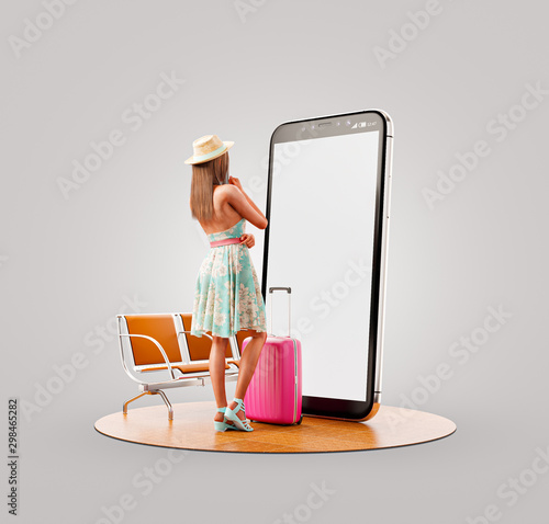 Unusual 3d illustration smart phone application