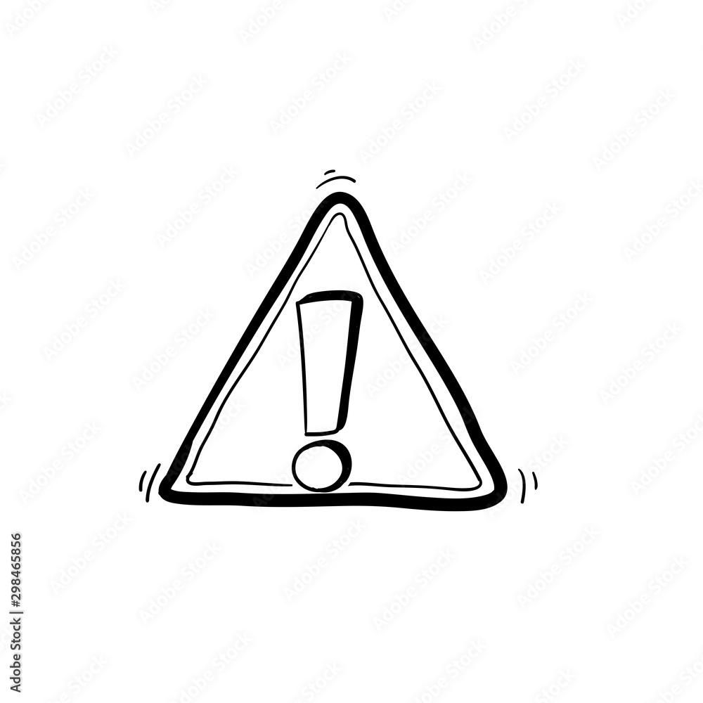 Danger sign, warning sign, attention sign, Danger warning, attention icon with handdrawn doodle style vector - obrazy, fototapety, plakaty 