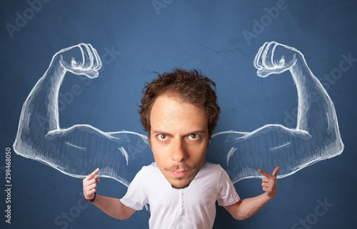 Tableau sur toile Big head on small body dreaming about being strong