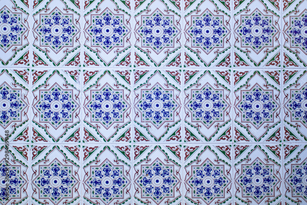 Ceramic tiles with traditional Spanish ornament