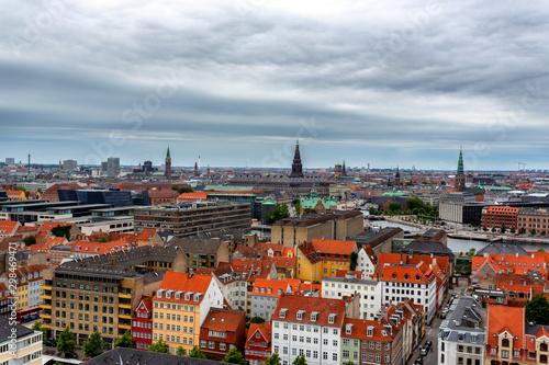 Panoramic view from a plane over Copenhagen