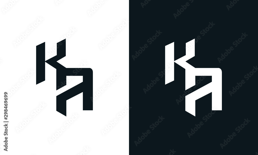 Modern abstract letter KA logo. This logo icon incorporate with two abstract shape in the creative process. - obrazy, fototapety, plakaty 