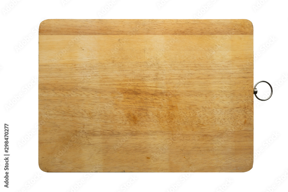 Wooden chopping board, isolated on white background, top view Wooden chopping board, isolated on white background, top view