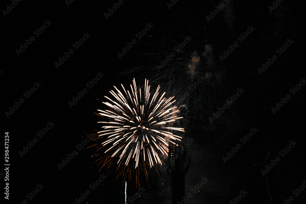 Obraz premium beautiful fireworks light up the sky, New Year celebration fireworks