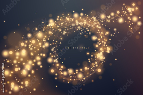 Golden light sparkling trail background