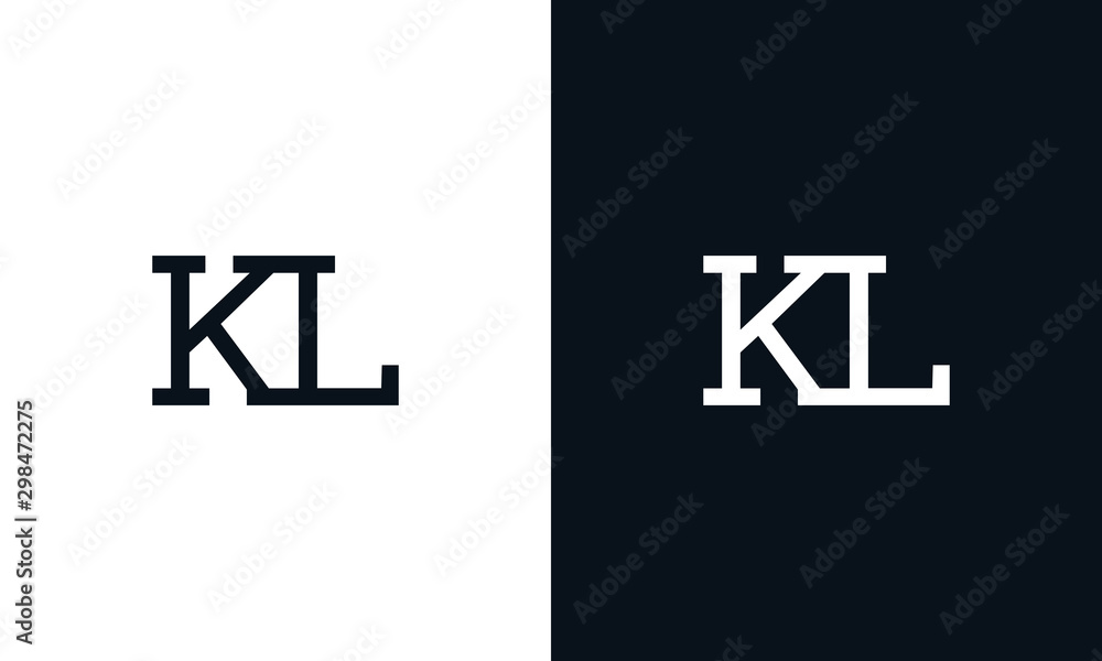 Minimalist line art letter KL logo. This logo icon incorporate with two ...