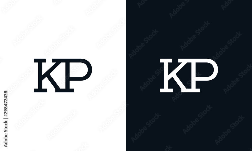 Minimalist line art letter KP logo. This logo icon incorporate with two letter in the creative way. - obrazy, fototapety, plakaty 