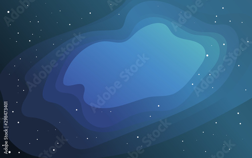 Vector space background with copy space. Cute flat style template with Stars in Outer space.