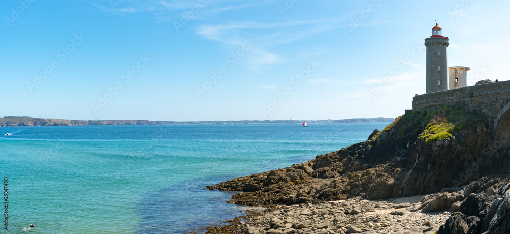 panorama view of thr Petit Minou lighthouse on the Brittany coast