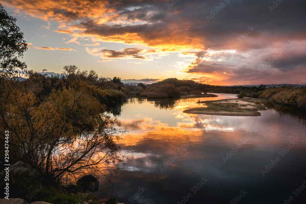 Olbia, Padrongianus River Park at sunset, Sardinia - Italy