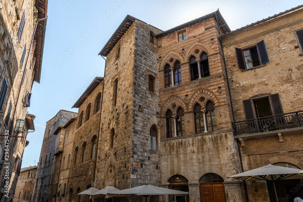 San Gimignano Siena Tuscany Square of the cistern Tortoli palace