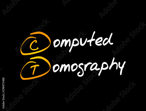 CT - Computed Tomography acronym, medical concept background
