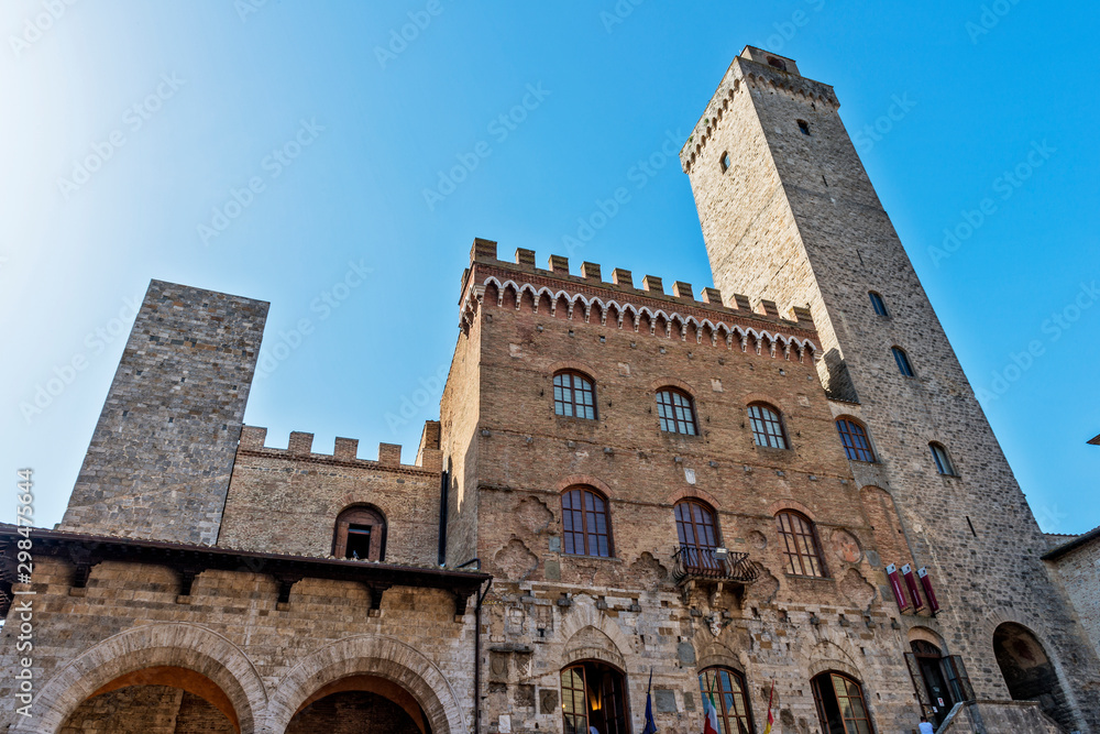 San Gimignano Siena Tuscany town hall and big tower