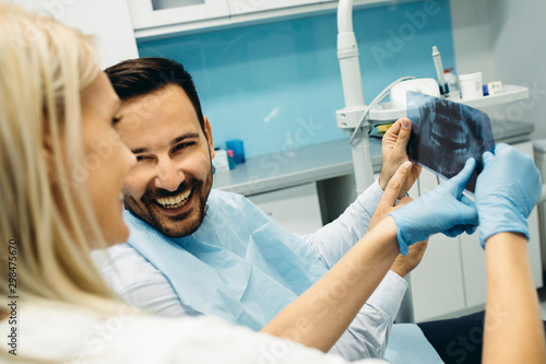 Young man at the dentist office