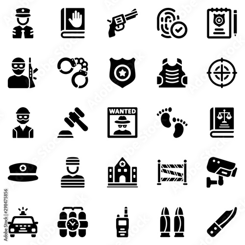 Crime Investigation Icon Set (Black Series)