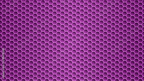 Abstract metal background with hexagonal holes in purple colors