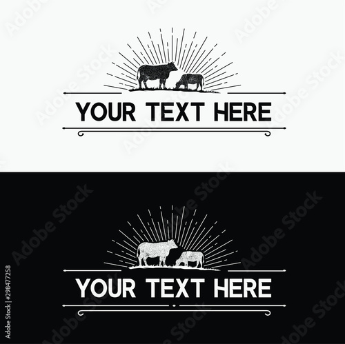 cow design logo vintage style