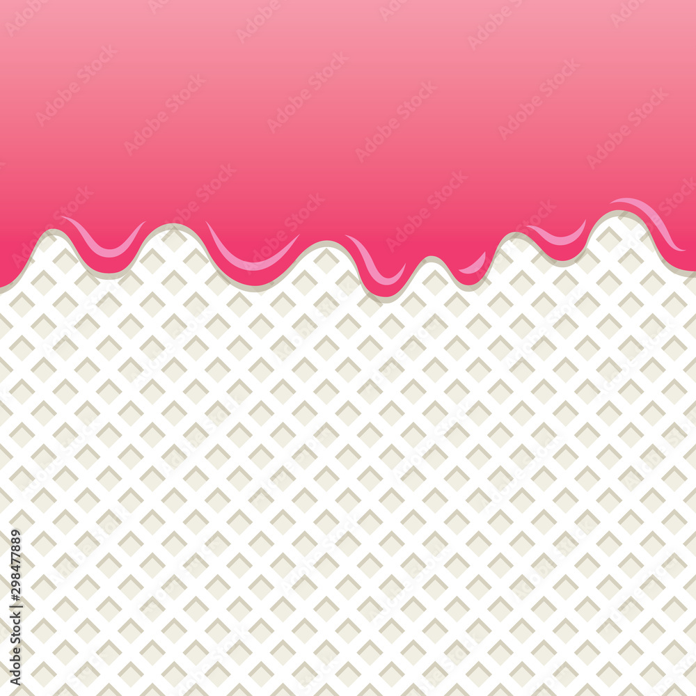 Flowing strawberry jam on milk wafer vector. Flowing strawberry jam on milk wafer vector.