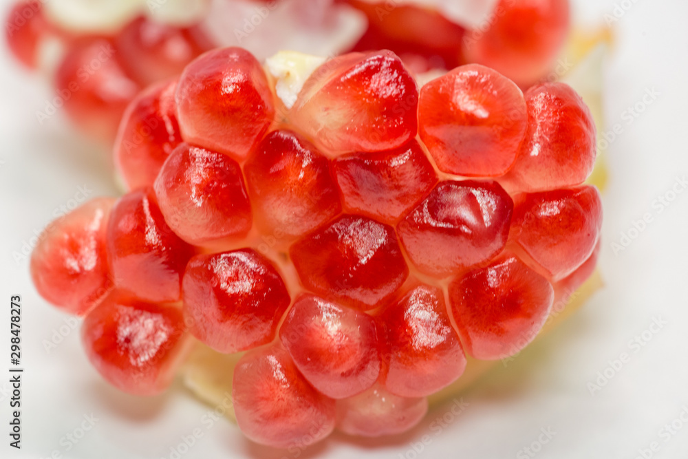 pomegranate cut seed red ripe isolated pieces pomegranate cut seed red ripe isolated pieces
