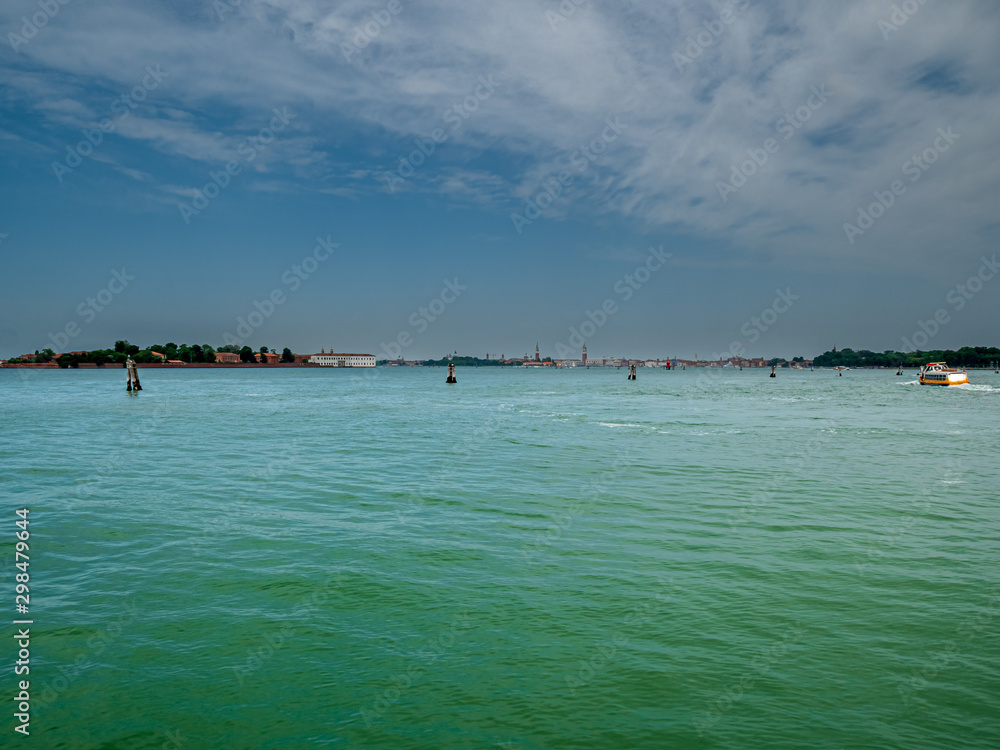 Venice City shape with forecasted thunder storm