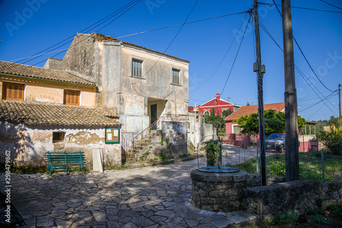 Streets of Kouramades village on the island of Corfu