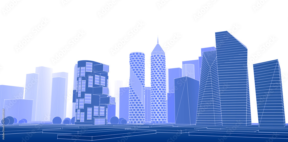 Fotografie modern city panorama 3d illustration