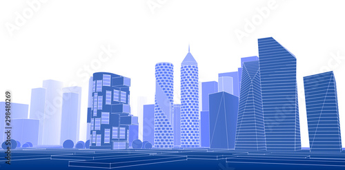 Photography modern city panorama 3d illustration