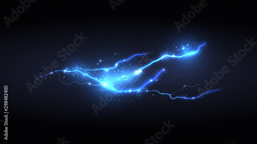 light blue powerful lightning flash