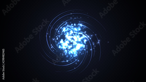 many blue vortex rays from one point