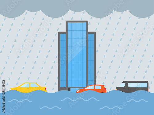 ビルの浸水のイラスト