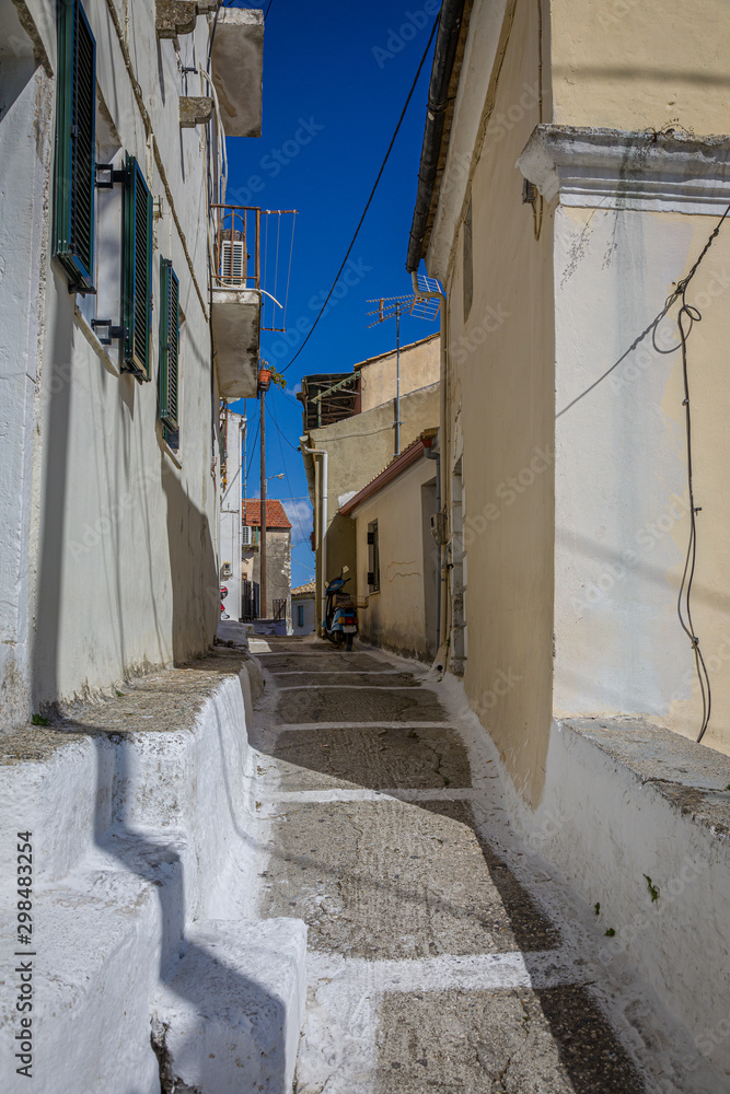 In the streets of Pelekas village on Corfu island