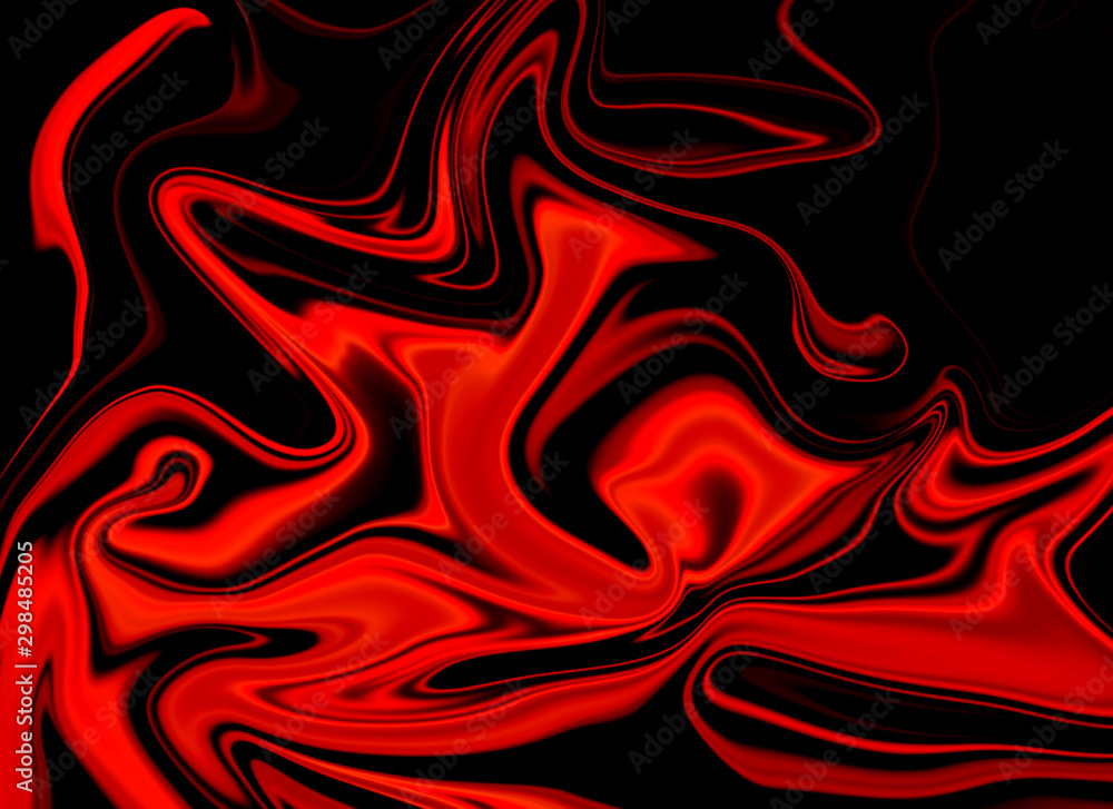 Fototapeta premium Abstract Red Psychedelic Liquefied Background. Fluid Colorful Texture in Digital Art