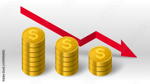 Coins and decreasing arrow