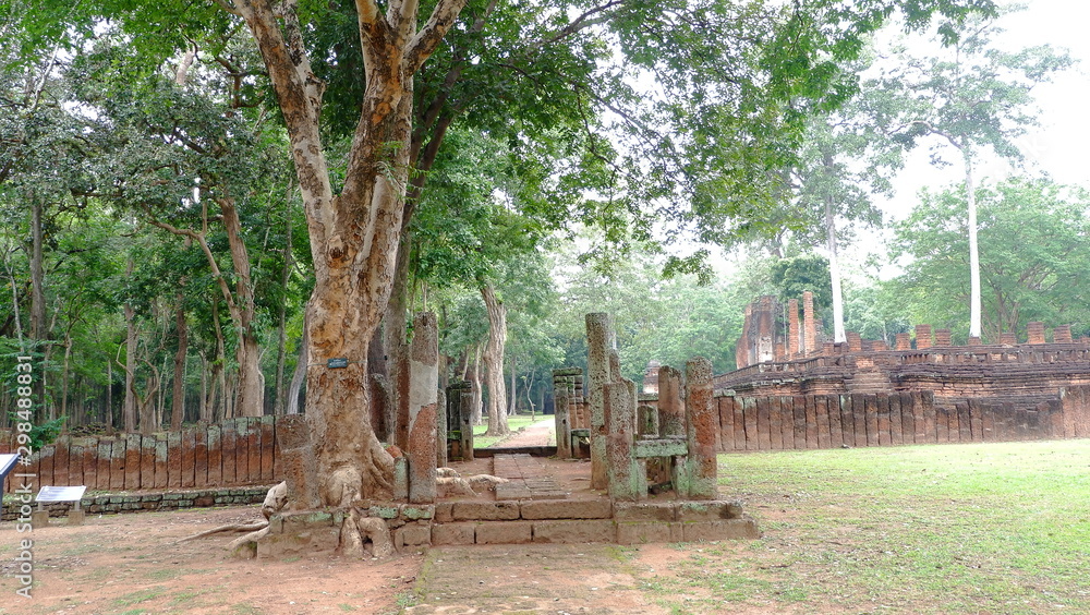 The path made of laterite in kamphaeng phet Historical Park.