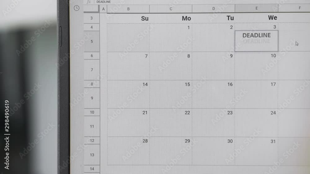 Writing DEADLINE on 3th on calendar to remember this date. Writing DEADLINE on 3th on calendar to remember this date.
