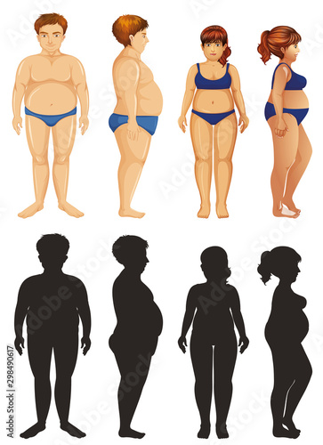 Man and woman with overweight problem