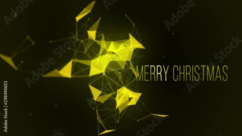 merry christmax abstract plexus triangle loop, Futuristic Technology Molecular Abstract Plexus Background. Christmas and New Year seamless looping animation. photo