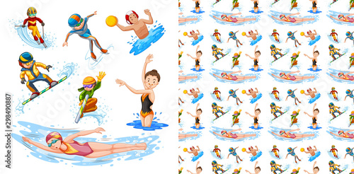 Seamless background design with different sports