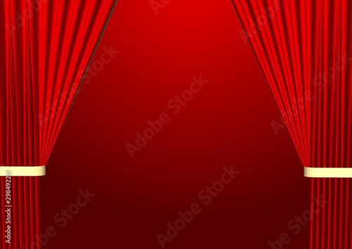 stage with red curtain