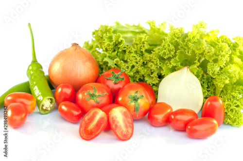 fresh vegetables isolated on white background