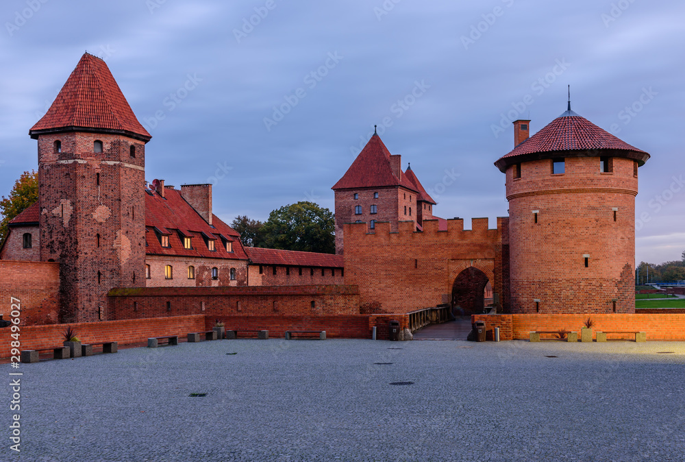 Sightseeing of Poland. Medieval castle in Malbork town, a popular architectural and tourist attraction in Poland