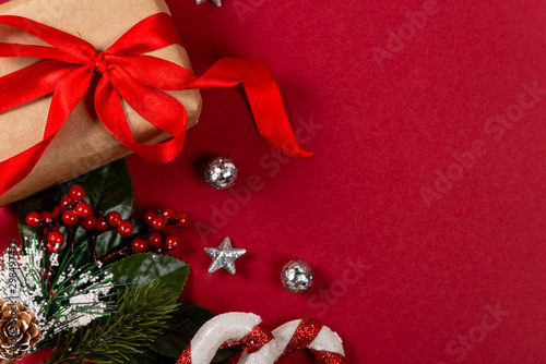 Creative christmas concept. Red background.