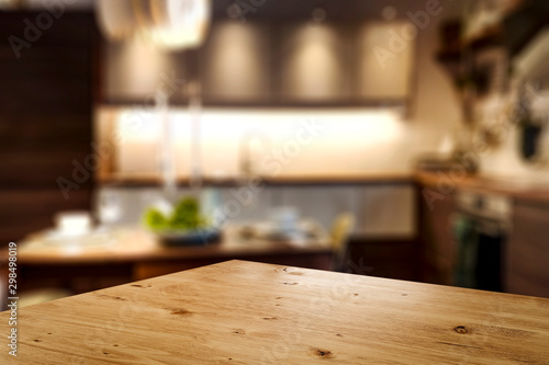 Table corner background of free space and home interior 