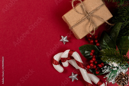 Creative christmas concept. Red background.