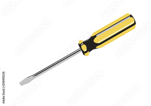 Screwdriver slotted realistic vector illustration isolated