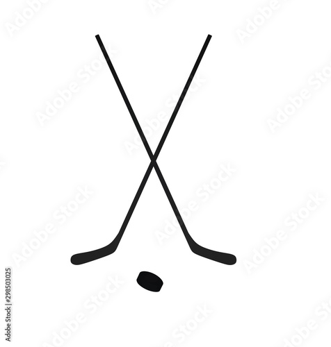 Photography Hockey sticks and puck. vector