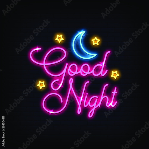 Good Night Neon Signs Style Text Vector
